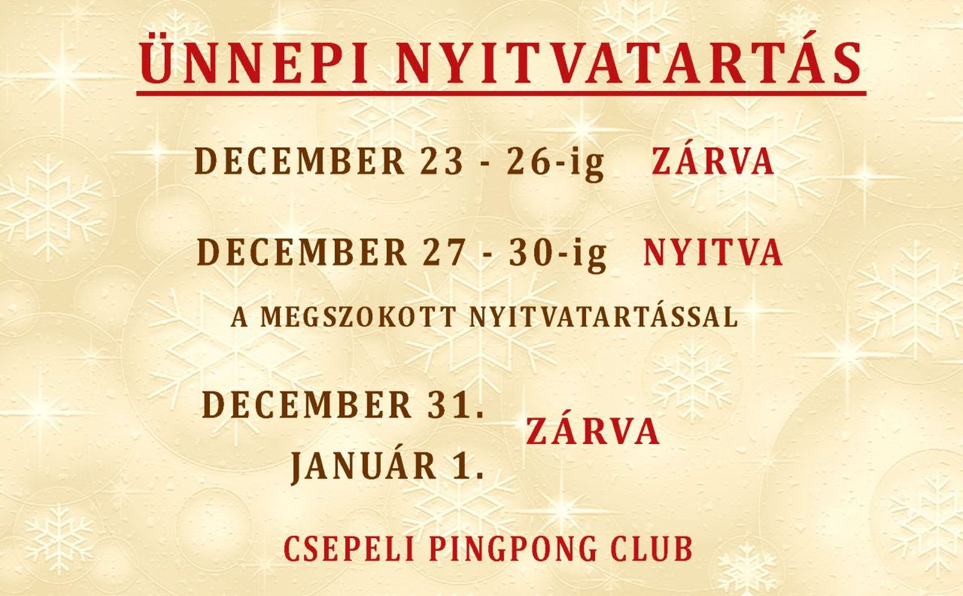 Csepeli pp nnepi Nyitvatarts 2025